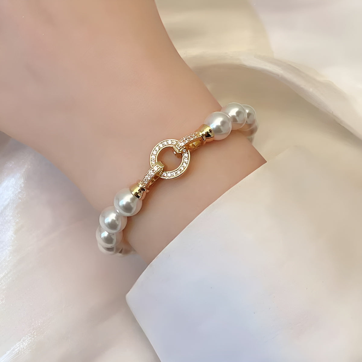 Pulseira de Ouro com Pérolas