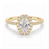 Anel de Noivado Halo Ouro 18k Moissanite Estelle