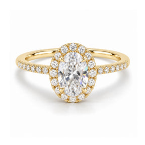 Anel de Noivado Halo Ouro 18k Moissanite Estelle